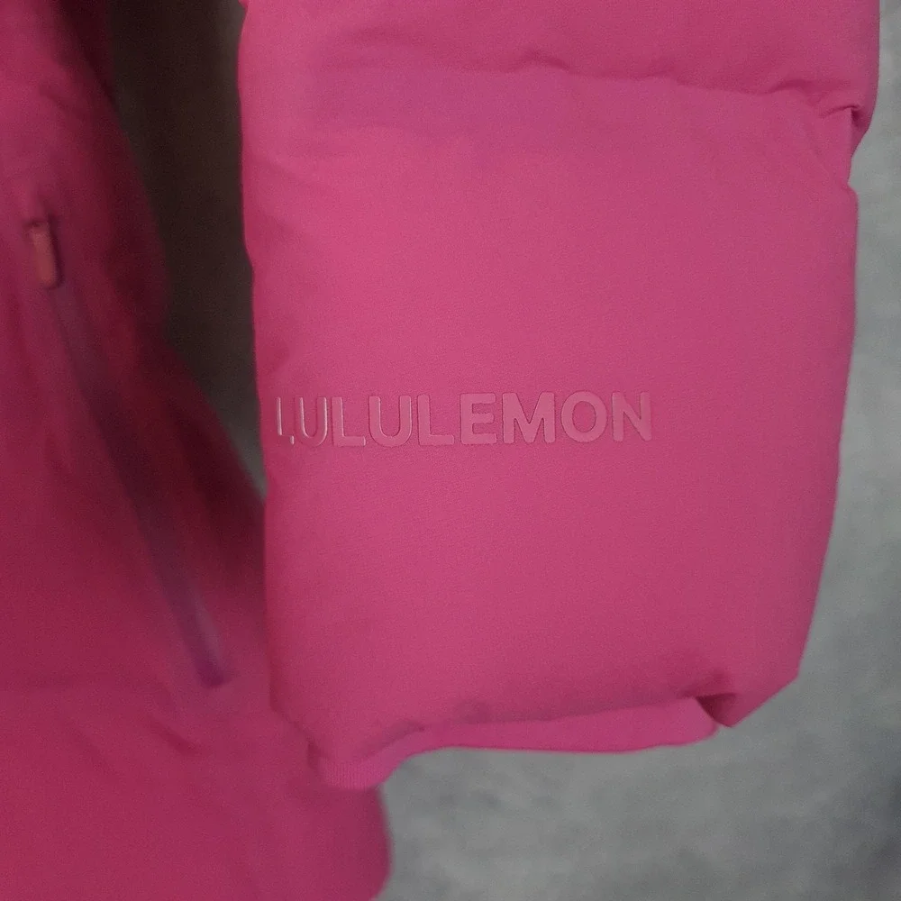 Lululemon Down Puffer Jacket Womens 8 Pink Hooded Sleet Street Coat Full Zip